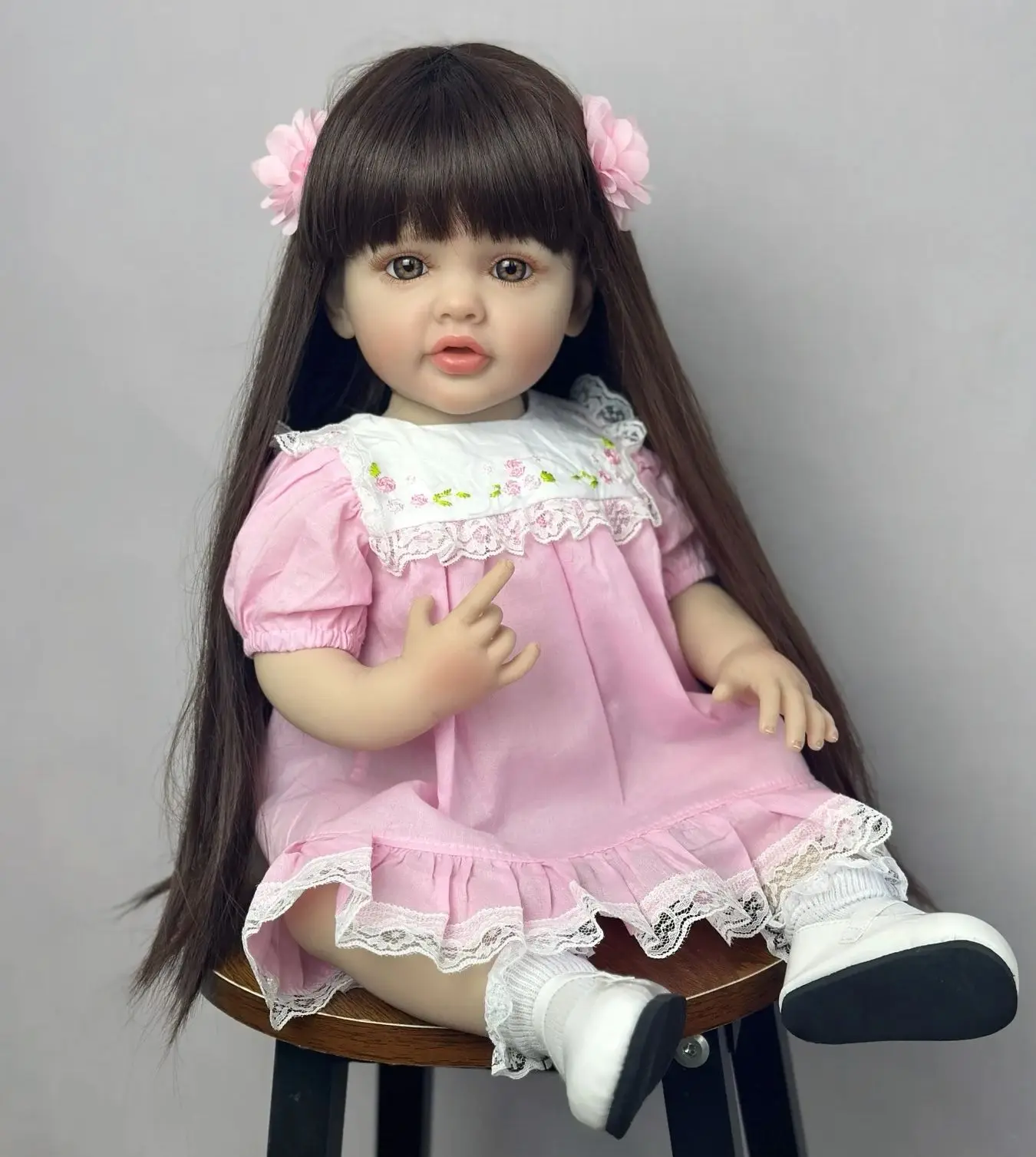 55 CM Soft Silicone Reborn Baby Girl Doll Lifelike 22 Inch Realistic Princess Toddler Art Bebe Christmas Gift for Child 3