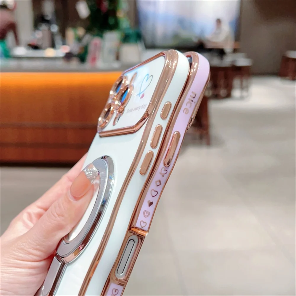Wave Curly Magnetic Phone Case with Ring Stand – Plating Soft Silicone Cover