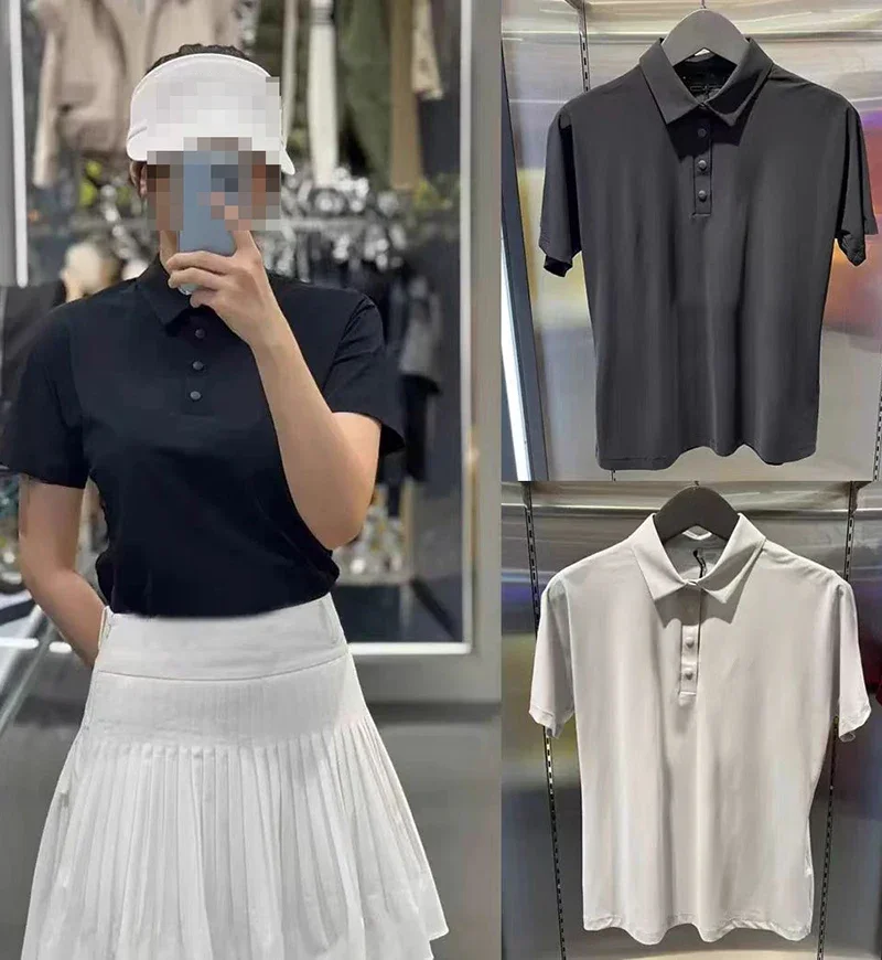 

GOLF Clothing Women's Short Sleeve T-shirt 2024 Summer New Lapel Button Simple Joker POLO Shirt Golf Sports Breathable Jersey