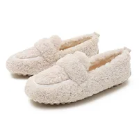 34-43 Big Size Lambwool moccasins femme curly sheep fur flats woman warm plush loafers winter cotton shoes women furry snow boot - Image 6