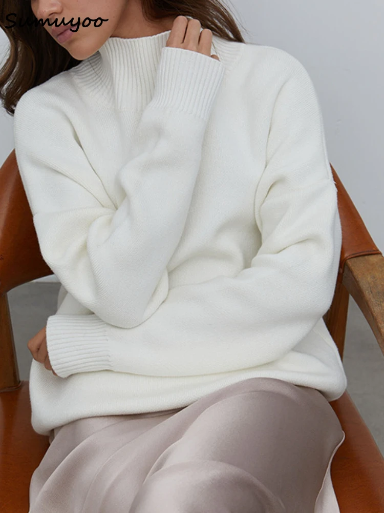 Sumuyoo Women Turtleneck Sweater CHIC Autumn Winter Thick Warm Pullover Top Oversized Casual Loose Knitted Jumper Female Pull