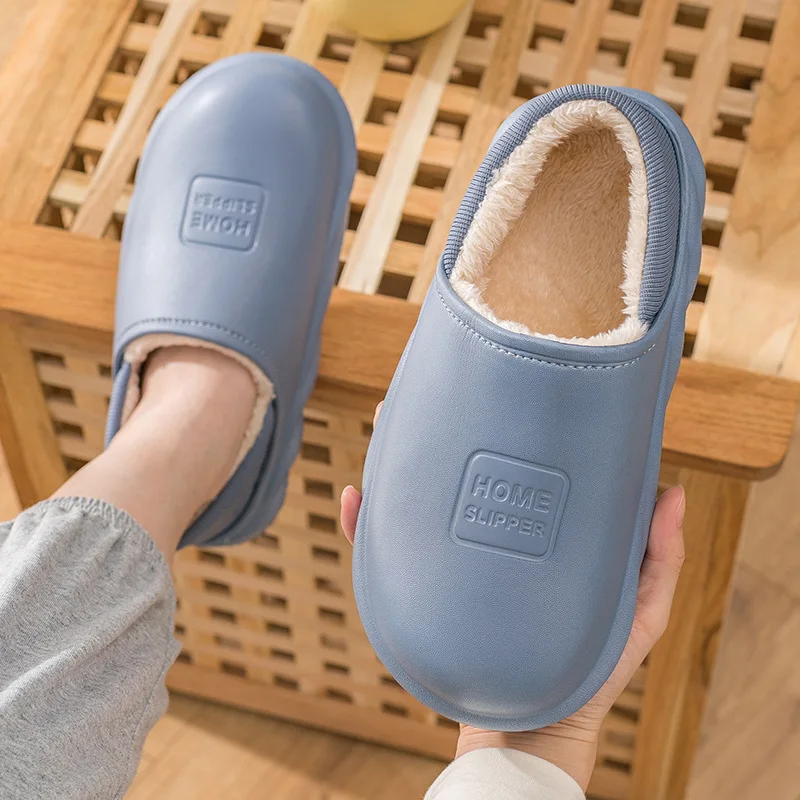 Litfun Winter Warm Cotton Slippers Indoor And Outdoor Waterproof Walking Shoes Fluffy Non-Slip Sandals For Women Men Slippers