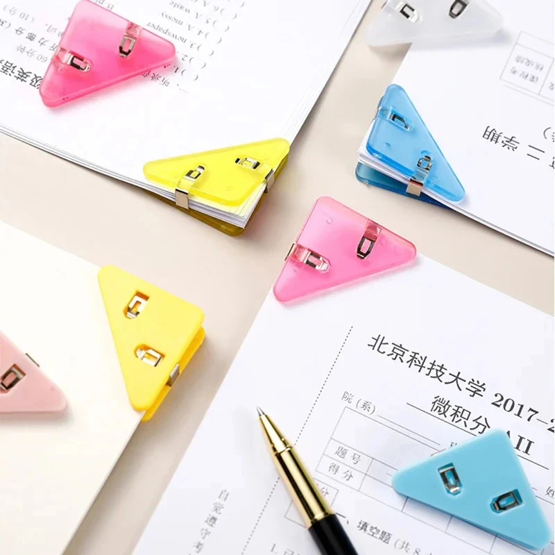 10/20/40/60Pcs 삼각형 클립 빌 클립 책 종이 코너 바인더 클립 책상 보관 선반 사무용품 데스크탑 주최자