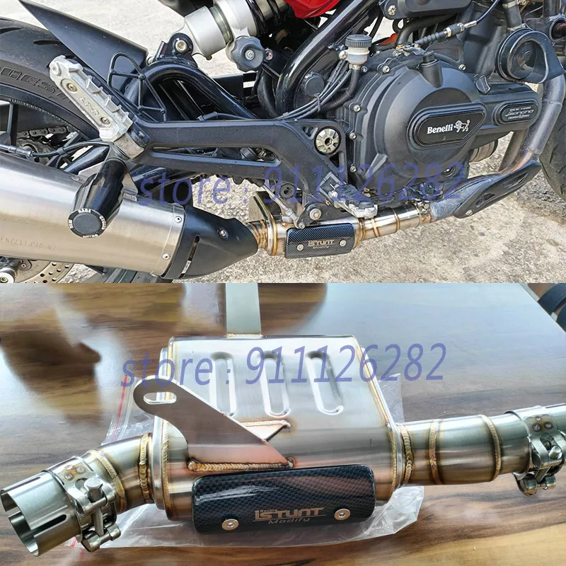 

Slip On For Benelli Leoncino 500 BJ500 Motorcycle Exhaust System Escape Modified Connection Middle Link Pipe With Heat Shield