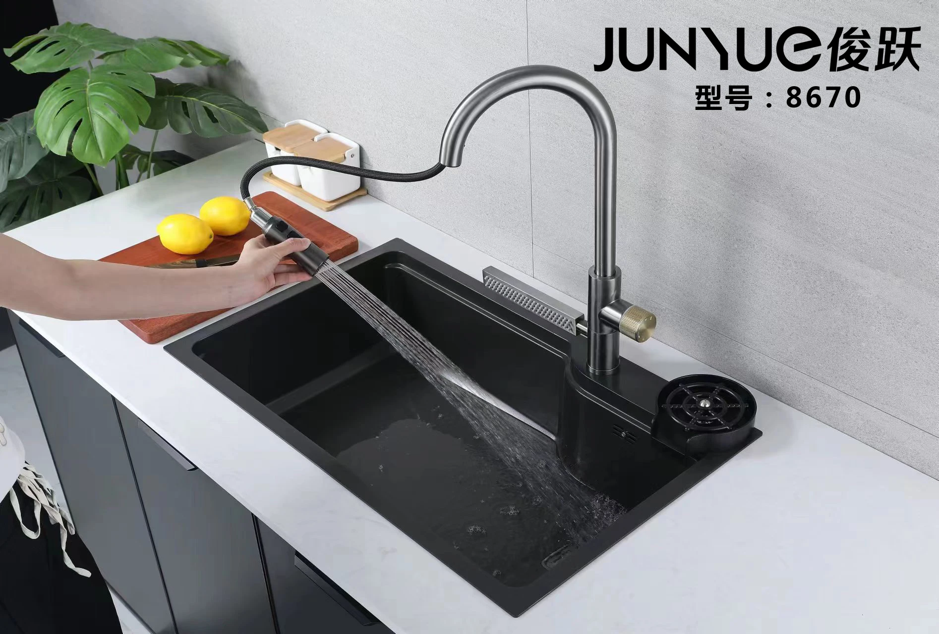 Feiyu Waterfall Kitchen Faucet Pulling Faucet Cold and Hot Water Splash Proof Rotating Gun Grey Sink Universal Faucet universal gourmet kitchen faucet splash proof hot and cold 360 degree rotating telescopic 304 stainless steel household