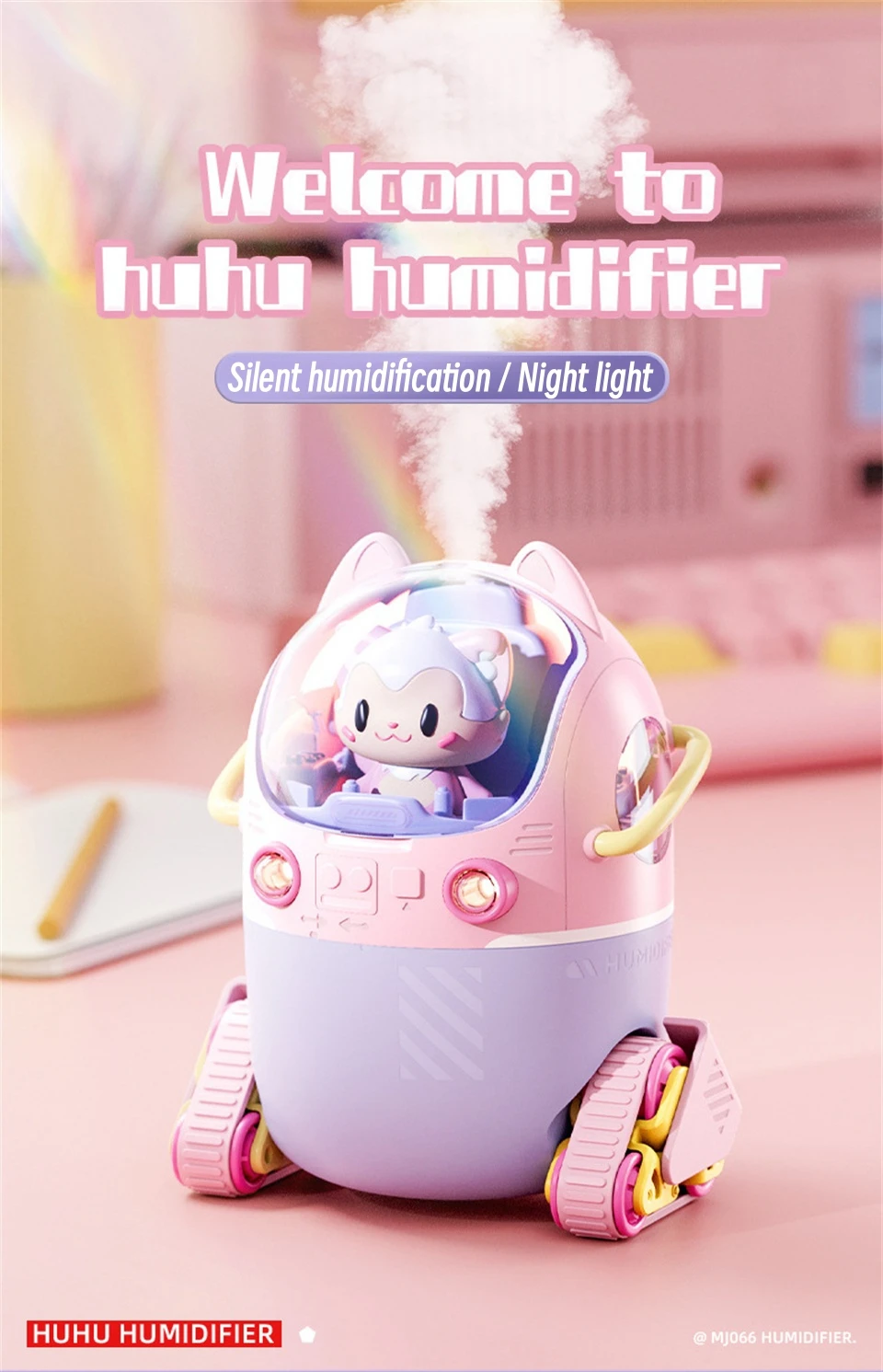 Adorável Cartoon USB Umidificador de ar elétrico,