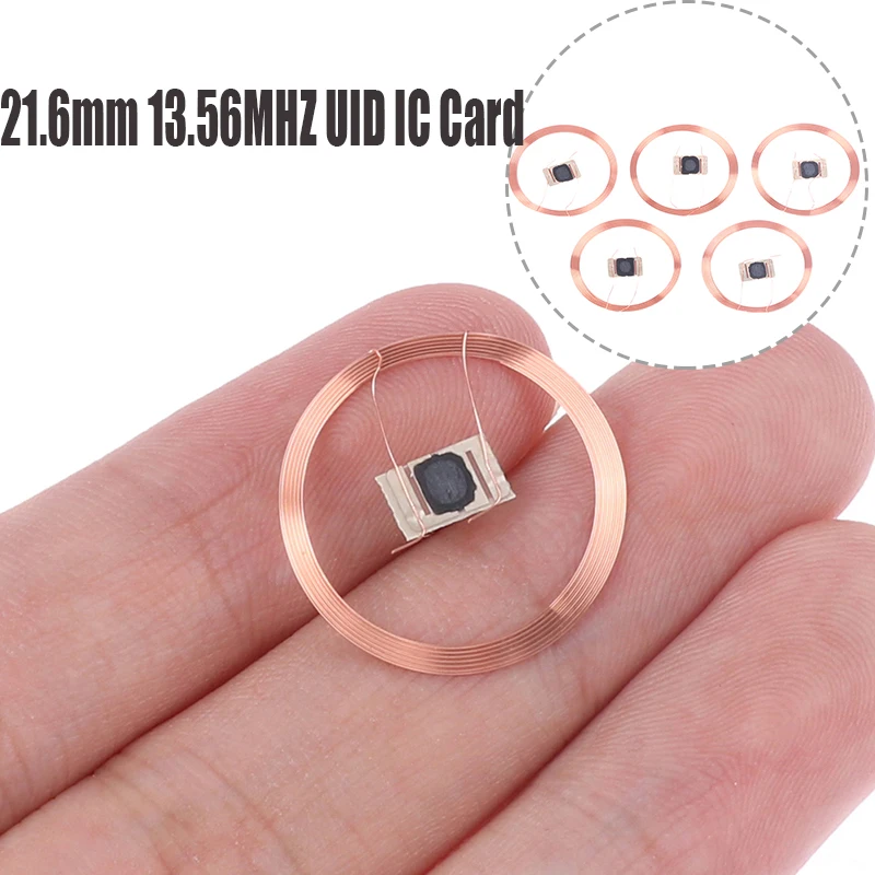 5Pcs 21.6mm 13.56MHZ UID IC Card ID Rewritable Changeable Chip Keyfob RFID Self-adhesive coil