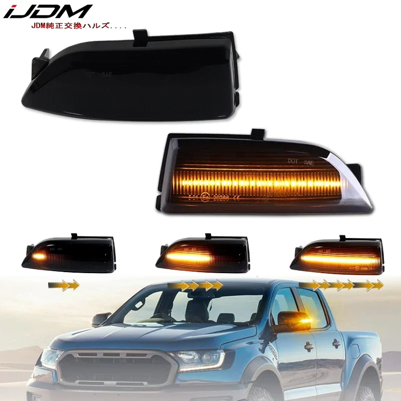 thumbnail image 2 of Car Dynamic LED Turn Signal Rearview Mirror Lights Blinker For Ford Everest 2015-2019 Ranger T6 Raptor Wildtrak Smoke From Car Emergency Lights - Price 41.31 2 of 11