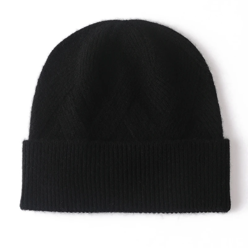 Women Hat Winter New 100% Pure Cashmere Knitted Headgears Soft Warm Hats Lady Fashion Casual Thicken Cap Quality Cashmere Cap 5