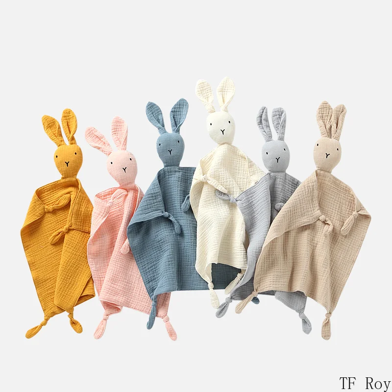 Soft Cotton Newborn Baby Muslin Comforter Blanket Baby Sleeping Rabbit Dolls Handkerchief Infants Soothe Appease Towel Bibs cotton towel cotton muslin blanket cotton blanket swaddle blanket cotton swaddle cotton gauze blanket