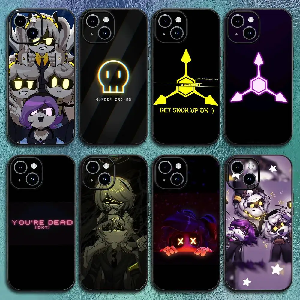 Sleek Black Soft Shell Phone Case With M-Murder Graphic Design
