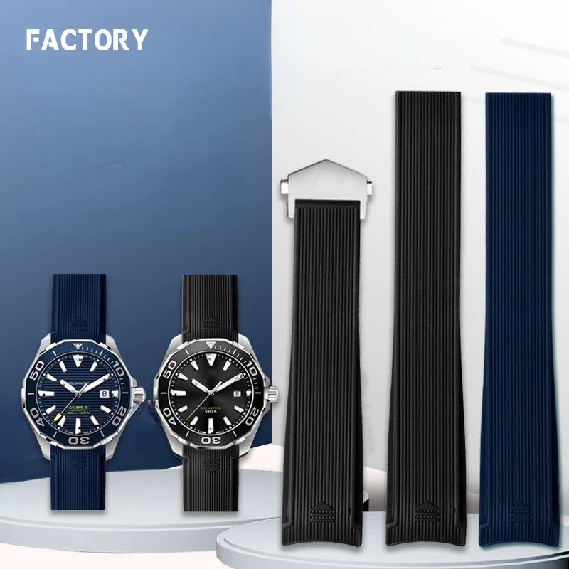Cinturino Per Tagheuer Tag Heuer Diving Watch Black And Blue Water Ghost Way101/201 Accessori Per Cinturini In Gomma Siliconica 22Mm