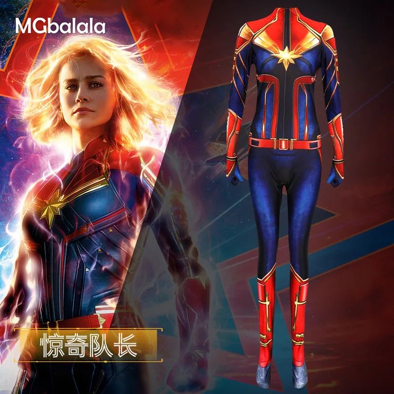 

Captain Marvel Cosplay Costume Movie The Avengers Superhero Carol Danvers Cosplay Bodysuit Jumpsuit Halloween Costume For Kids