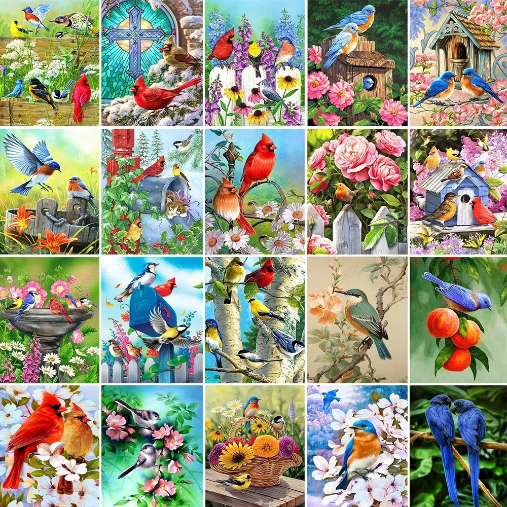 

Diamond Painting Flower Bird 5D DIY AB Drill Round Diamond Embroidery Cross Stitch Kit Rhinestone Mosaic Art Home Decor