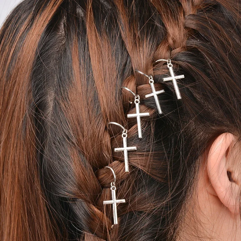 Set Circle Shell Cross Pendant Women Hairwear Dreadlocks Locs Headbands Hair Clips Ornaments Gift