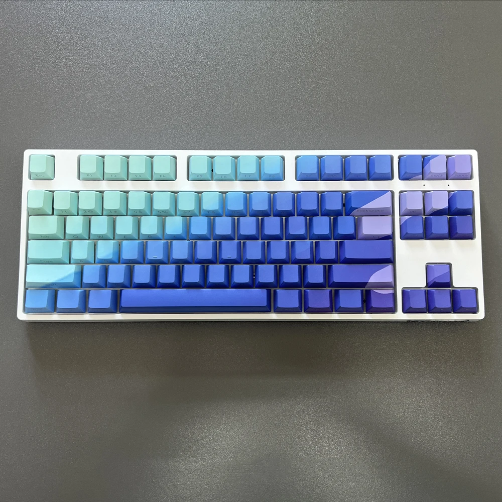 124KeysBluePurpleCylinderKeycapGradientBacklitSidePrintCherry