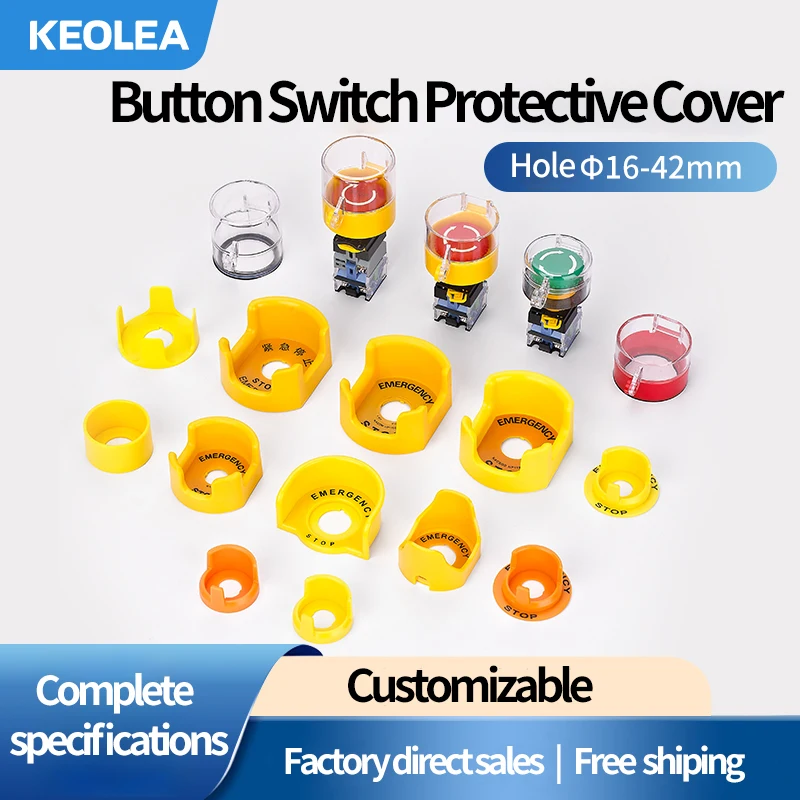 

22/25/30/42mm Emergency Stop Button Protective Cover Waterproof And Dustproof Prevent Wrong Operation With Lockhole Design