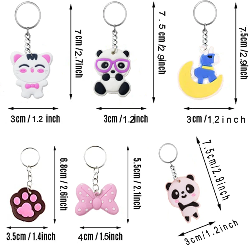 100pcs Key Chain Cartoon Keychain For Kids Party Favors Gift Mini Cute Keyring Classroom Prizes Birthday Christmas Goodie Bag Stuffers