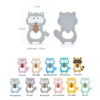 1PC Raccoon Silicone Teether Toys Necklace Accessories Infant Chew Toys Raccoon Silicone Beads Soft teether DIY Baby Teething 3