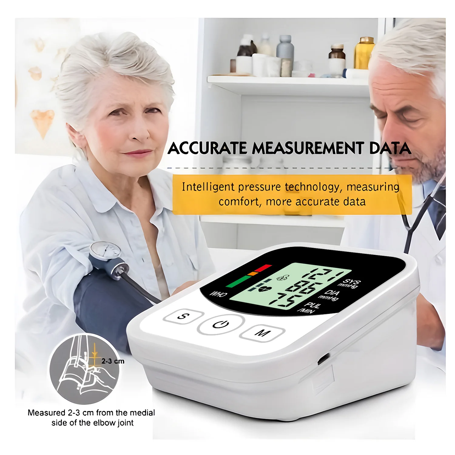 Electric Arm Blood Pressure Monitor Pressure Monitor BP Automatic Tonometer Digital Tensiometer LED Display Cuff Heart Monitor