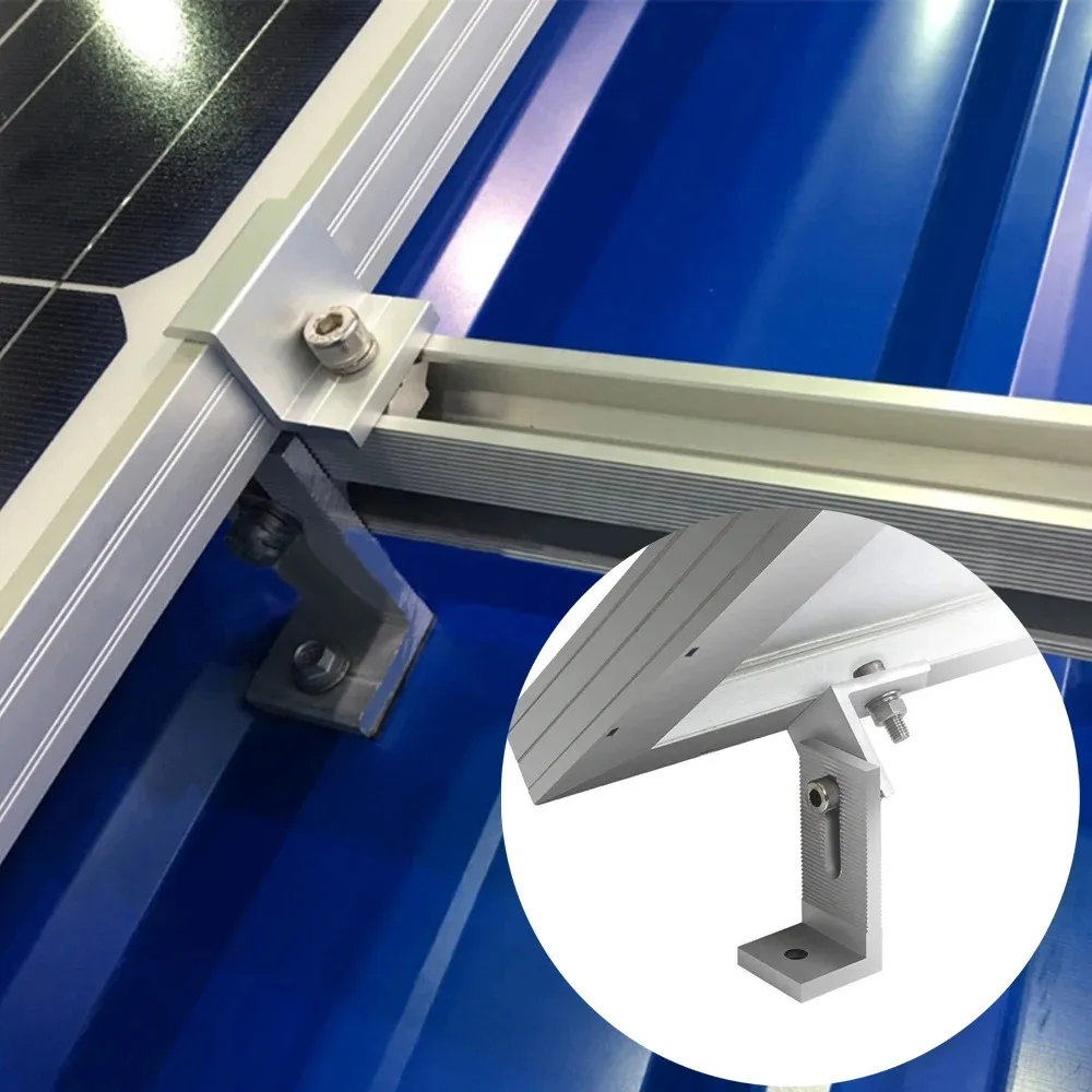 Solar Panel Mounting Set Solar Panel Aluminum Mounting L Brackets 90 Degree Photovoltaic Bracket Roof Mount Solar PV Rail Interconnects Mount For Fixed