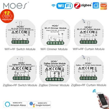 MOES 스마트 지그비 와이파이 스위치 모듈, 디머 커튼 스위치, 스마트 라이프 앱 원격 제어, 알렉사 구글 홈 음성 제어