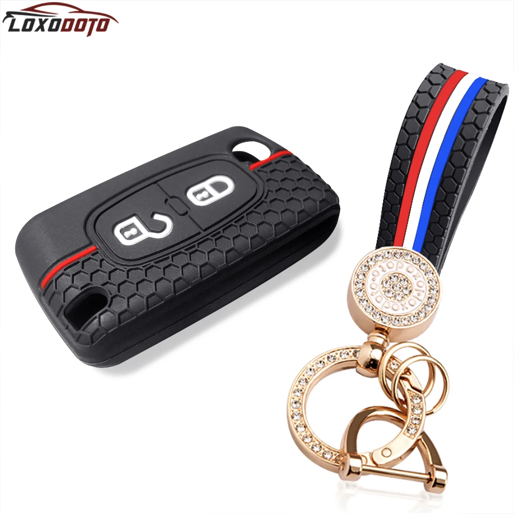 2 Buttons Silicone Car Key Case Cover Shell for Peugeot 208 206 307 207 308 407 3008 5008 4007 for Citroen C4 Picasso C3 C5 C2 for key case,key case cover,car key shell,remote control case cover,flip key fob shell