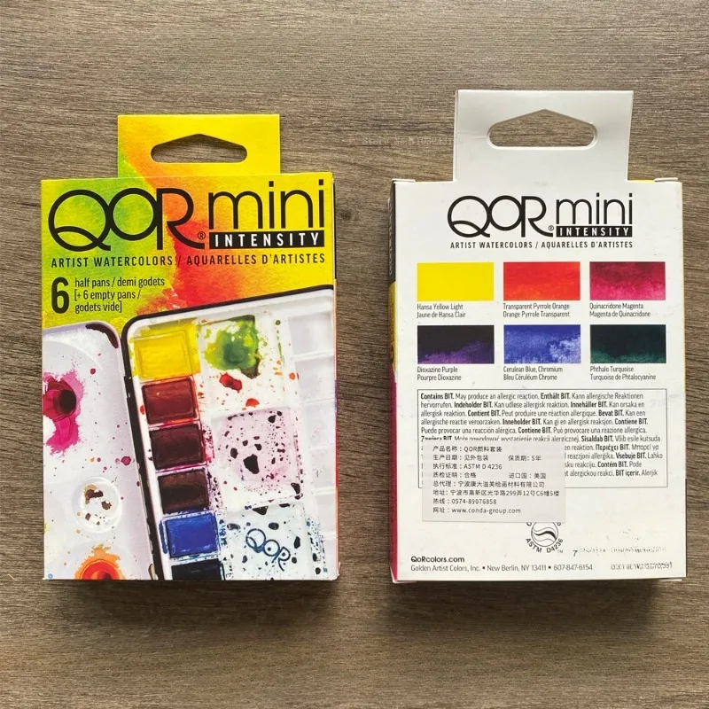 미국 QOR 단색 수채화 안료, 5ml 튜브 팩, 기본 24 색 고채도 다리미 박스 세트, 아티스트 아트 페인팅 용품