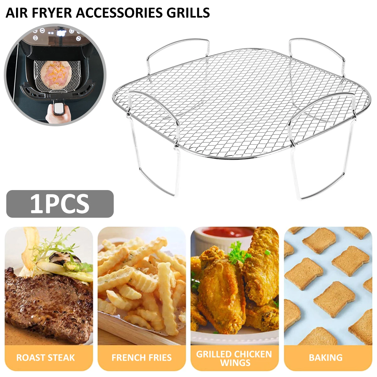 Stainless Steel Air Fryer Rack Tray for Healthy Cooking
