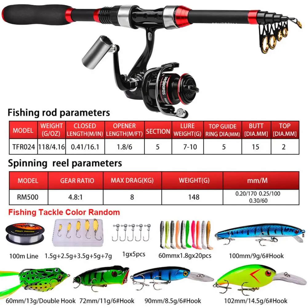 1.2m 1.5m Portable Telescopic Fishing Rod Reel Combos Kit Kids Fishing Pole  with 5 Kinds Fish Gears Tackle Tray - China Fishing Rod and Fishing Pole  price