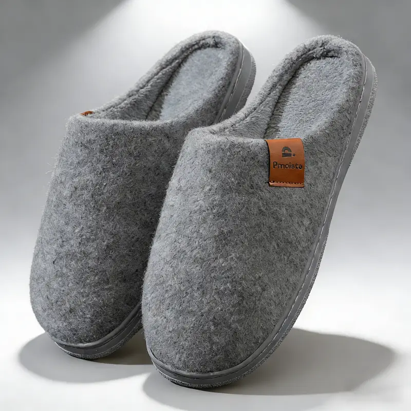 Winter Men Felt Platform  House Slippers Ultra Warm Cushion   Cozy Living Non-Slip TPR Outdoor Indoor House - Image 6