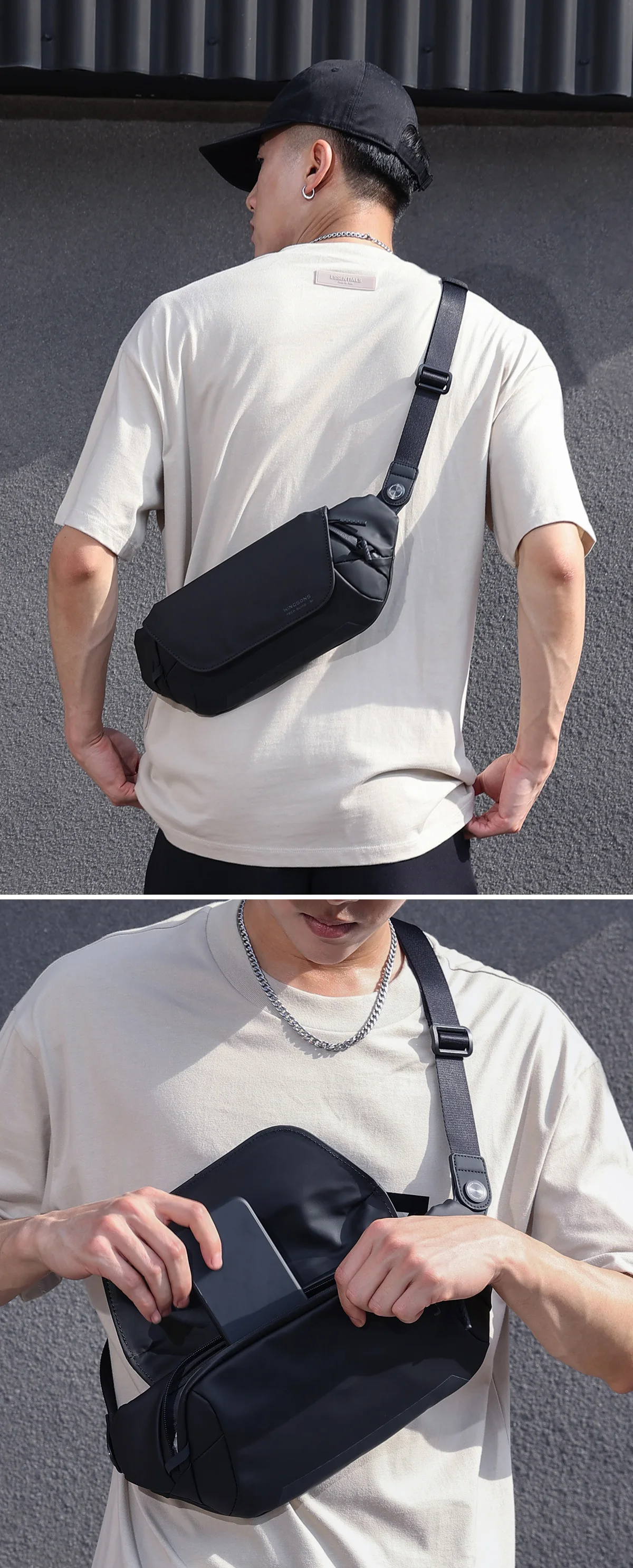 Water Resistant Oxford Crossbody Bag for Men