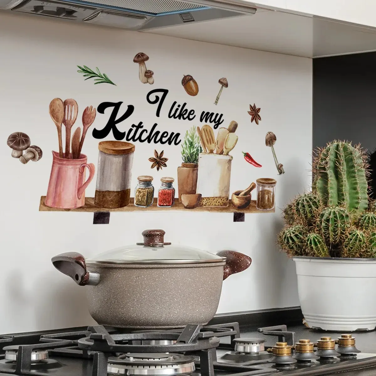 Kitchen Wall Sticker Tableware Ingredients Seasoning Decoration