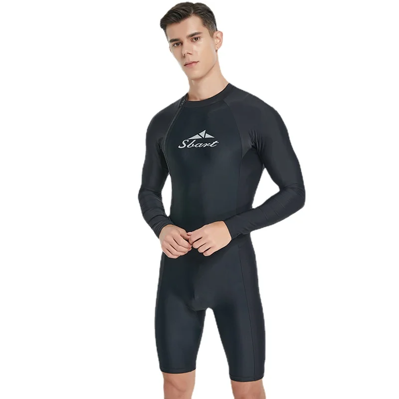 SBART Men Lycra Rashguard Long Sleeves Shorts One-piece Diving Suits Surf Swimsuit Swimming Rash Guards Surfing Swimwear one piece swimsuit