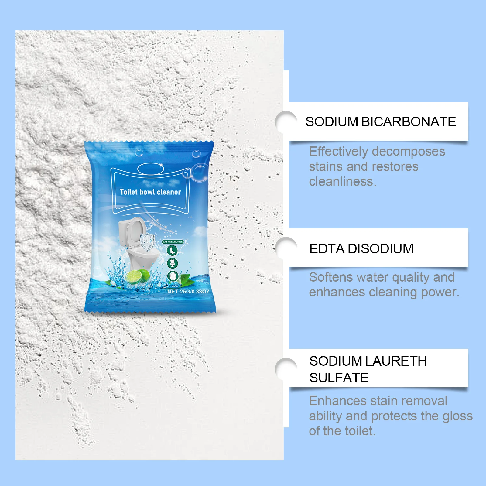 Easy Toilet Powder Cleaning-Quick Foaming Decontamination Detergent Deep Cleaning Removes Stubborn Stains Ideal for Home Use
