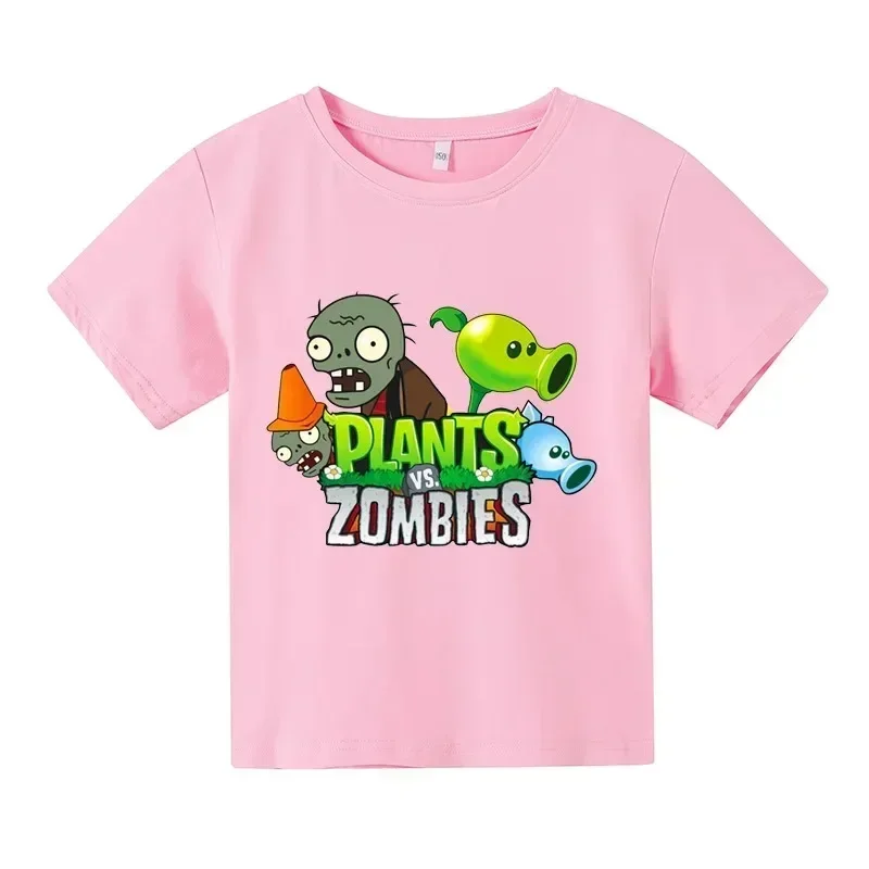 Summer Funny Children T-shirt Cotton Pvz Plants Vs Zombie Plants Print Kid T Shirts Game Garden Warfare Plants Baby Tee Clothing 2