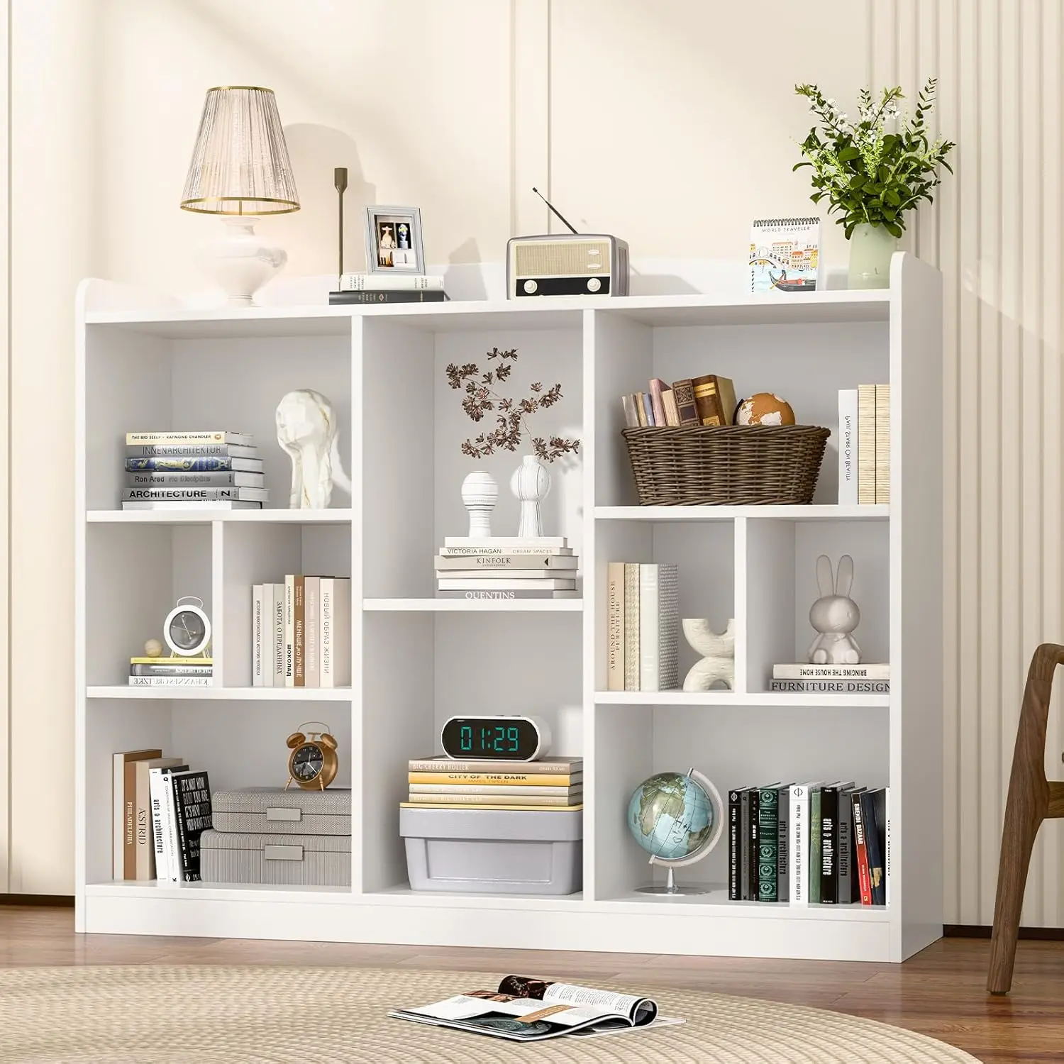 Vabches Kids Bookshelf Wood Children's Bookcase with Lots Storage Shelves Toy Storage Organizer Book Display Shelf for Kids Room 4