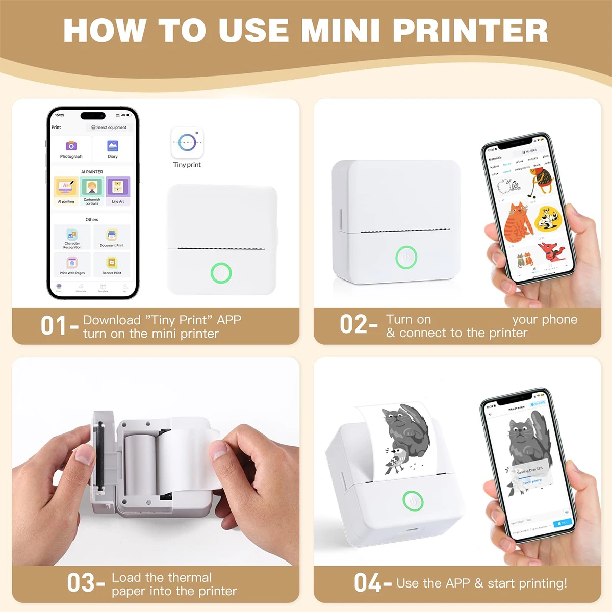 Portable Sticker Printer, Thermal Pocket-Style with APP Control & Multiple Templates (Standard Set: Printing Machine
