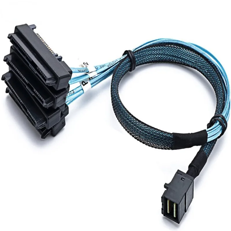 SATA Cable SFF-8643 To 4 SFF-8482 Internal Mini SAS HD To 4 SFF-8482 Connector with 15pin Power Port Hard Drive Splitter — view 2