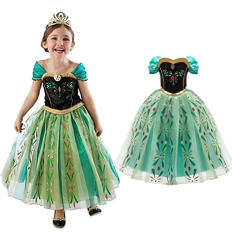 Fancy Birthday Girl Snow Queen Elsa Princess Dress Christmas Halloween Carnival Cosplay Costume Party Girl First Communion Dress