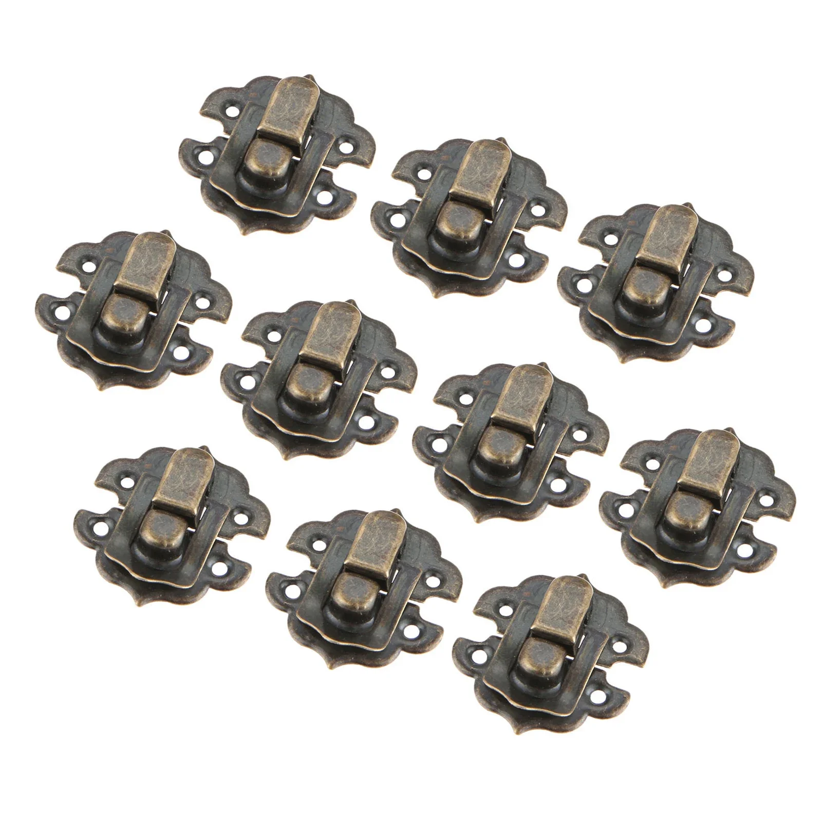 Antique Jewelry Box Padlock Hasp Locked Wooden Wine Gift Box Handbag Buckle Hardware Accessories with Screws DRELD 10Pcs 30*30mm