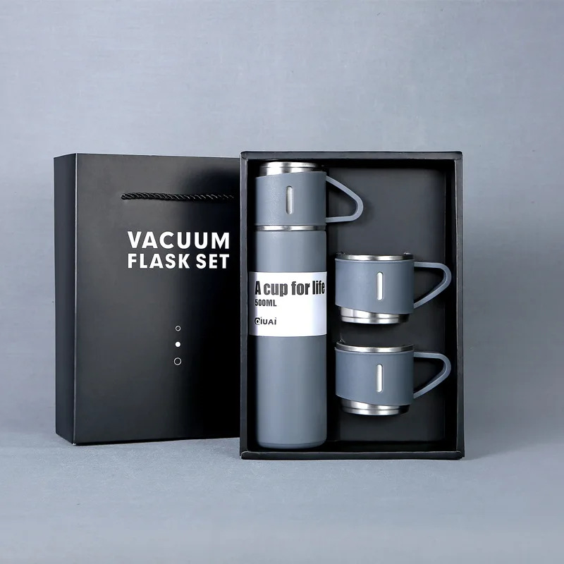 Personalized Vacuum Insulated Flask Gift Set With 2 Cups