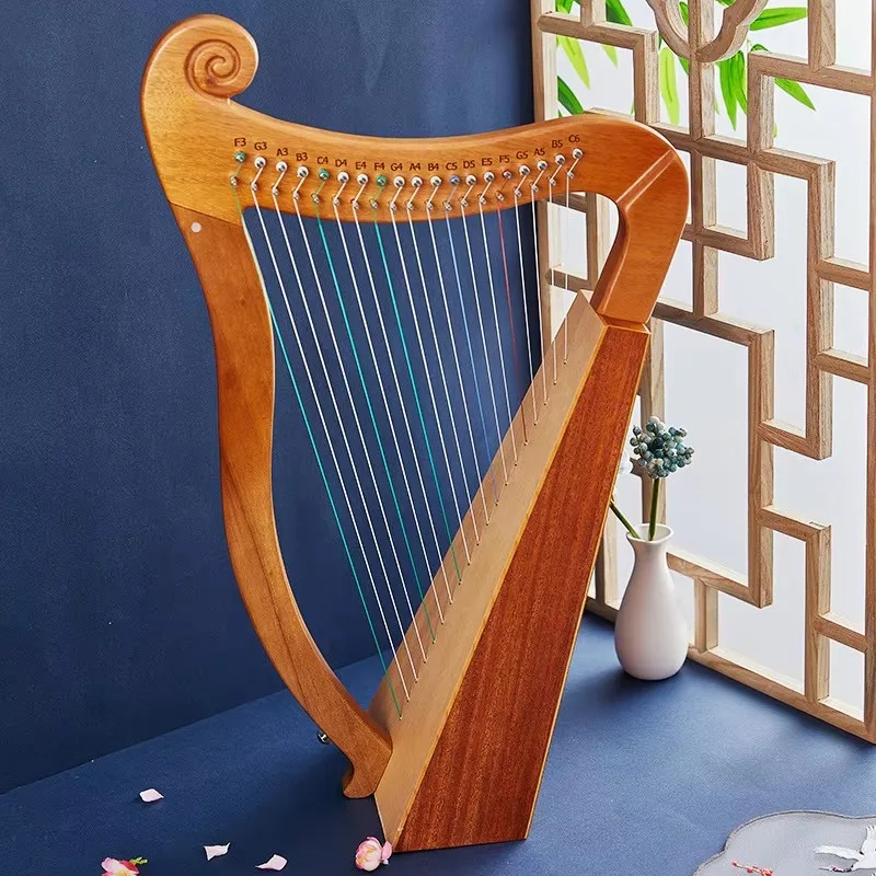 Harp 19 String Lyre Harp Instrument Full Veneer Solid Wood Mahogany 19 String Musical Instrument