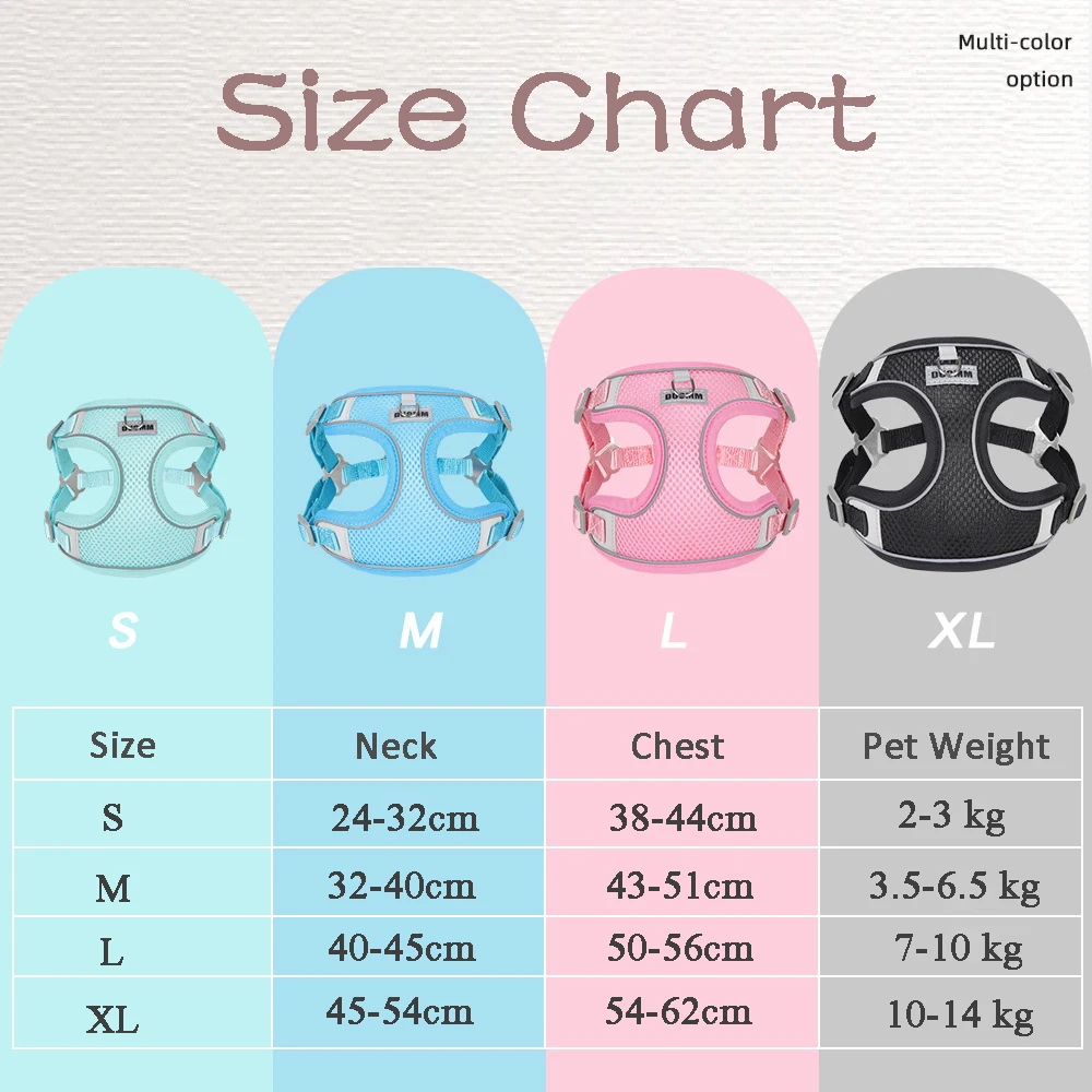 Reflective Dog Harness and Leash Set Small Medium Dogs Puppy Cat Mesh Harness Vest No Pull Pug Chest Strap Dog Accessories