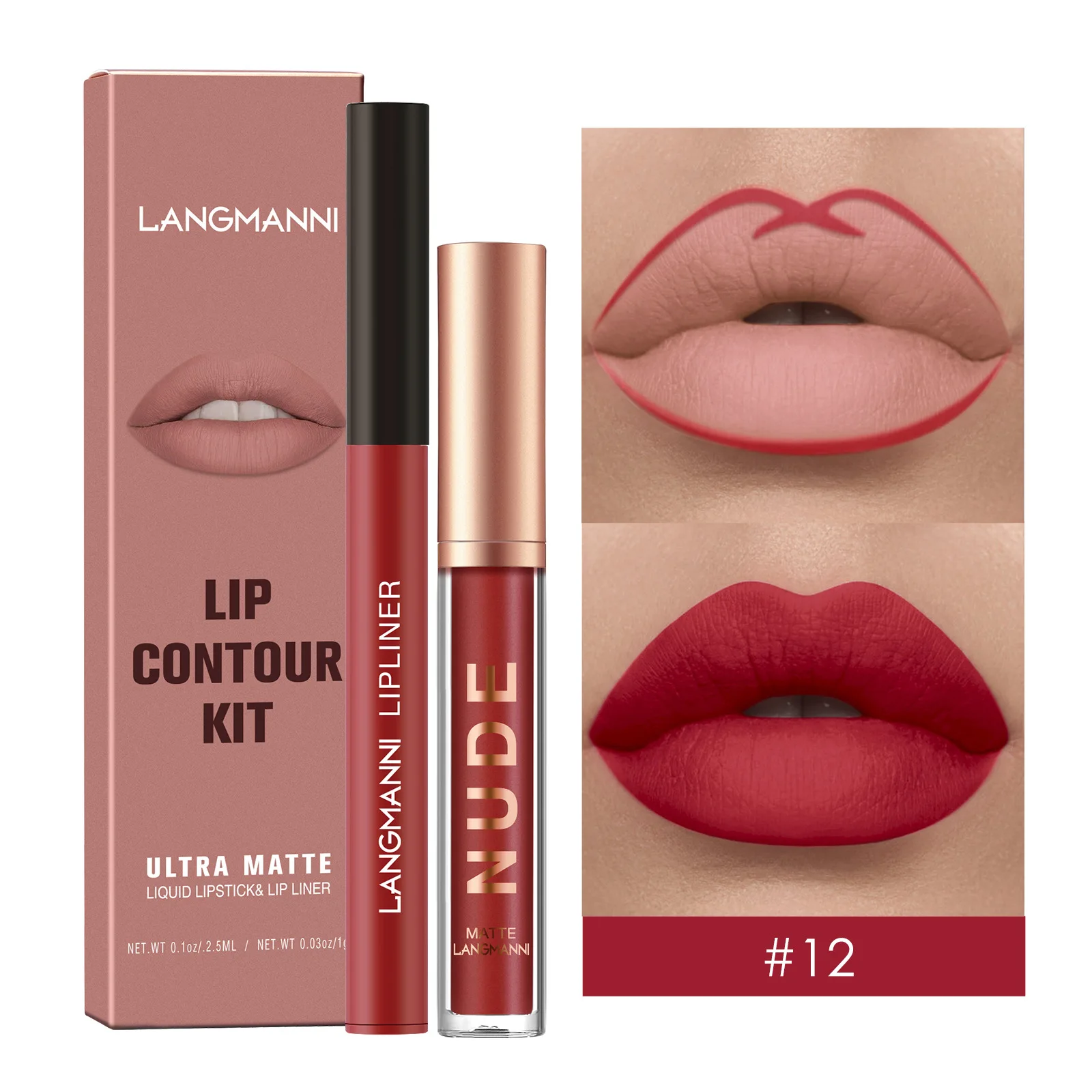 Lip Gloss Lip Liner Set 2pcs/set Lip Makeup Lip Balm Lip Glaze Lip Tint Lip Oil Lip Stain Lip Lacquer Lip Plumper