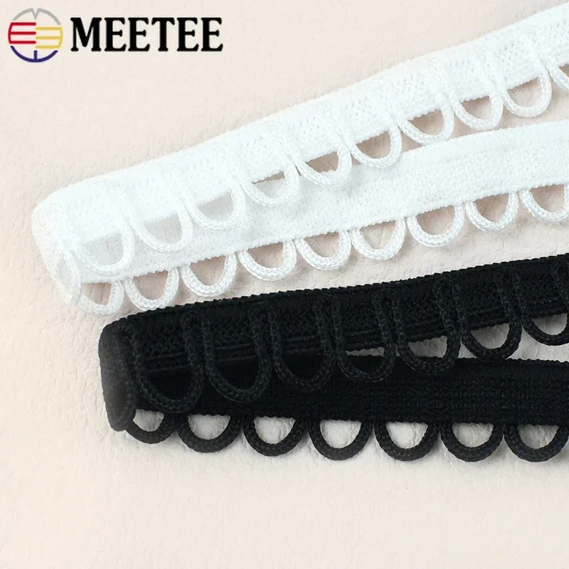 Meetee Nylon Elastic Band with Lace Trim Ribbon for Sewing and DIY Projects