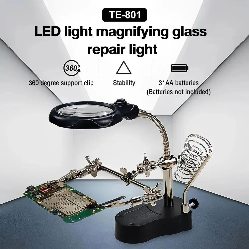 Welding Magnifying Glass 3.5X 12X Welding Auxiliary Clip Magnifier Electric Soldering Iron Circuit Board Welding Iron Bracket Tools