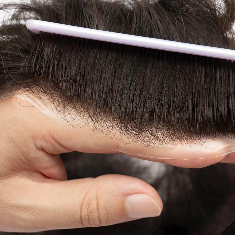 Human Hair Toupee-0.03mm Ultra Thin Skin, Men's Capillary Prosthesis, Invisible Wig, Natural Hairline, Human Hair System