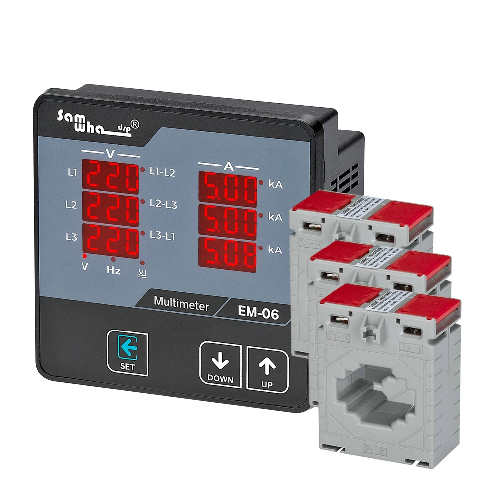 Samwha-Dsp EM-06 Digital Multimeter, Three Phase Volt(L-L),(L-N), Ampere ,Frequency, Phase Sequence Display Panel Meter 12 in 1 2