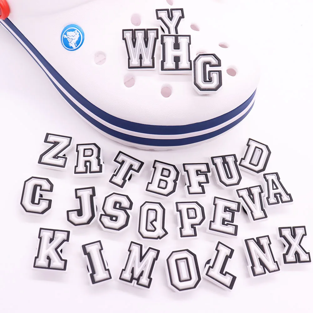 Wholesale 50pcs PVC Shoe Charms White English Letters Accessories